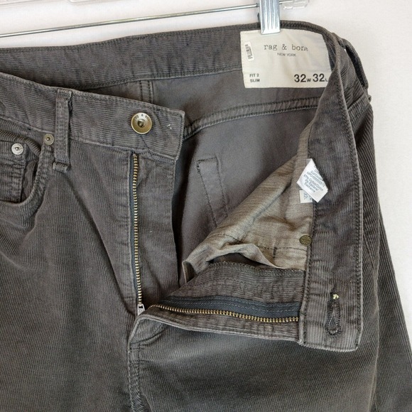 Rag & Bone Mens Corduroy Mid Rise Straight Leg Chino Pants Size 32 Gray Preppy - Picture 6 of 11